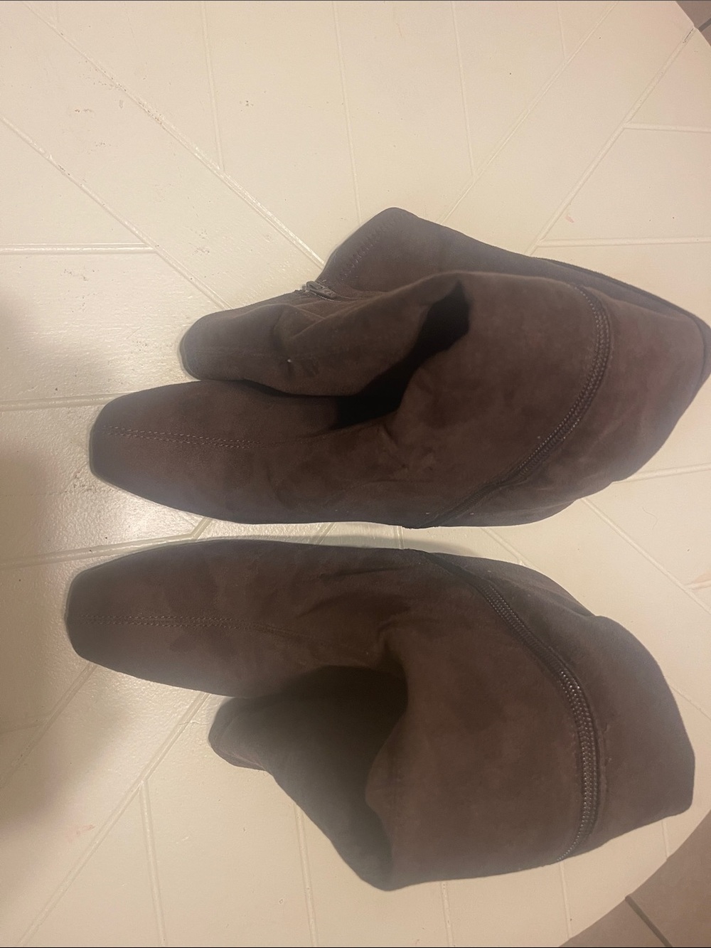 AEROSOLES Dark Brown Suede Square-Toe Heeled Ankle Boots